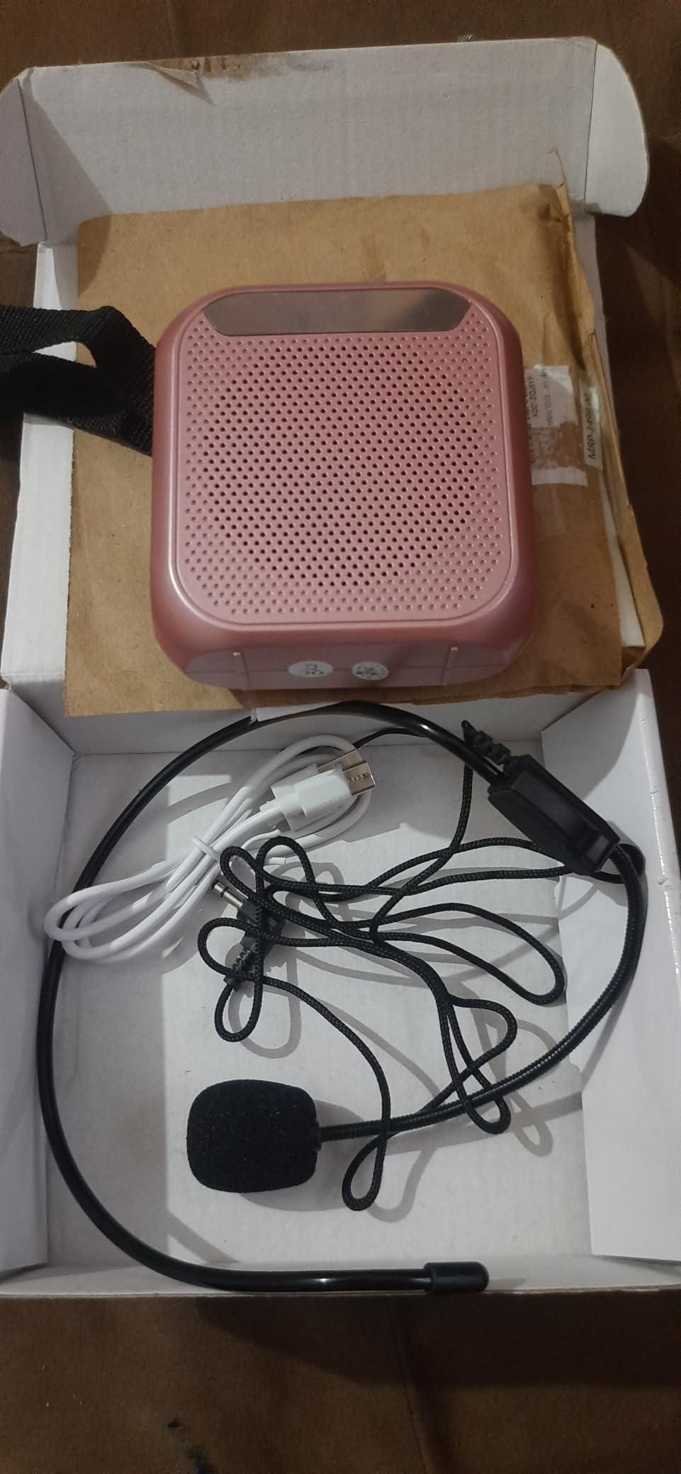 Portable Voice Amplifier Rechargeable Via USB With Wired Microphone Headset